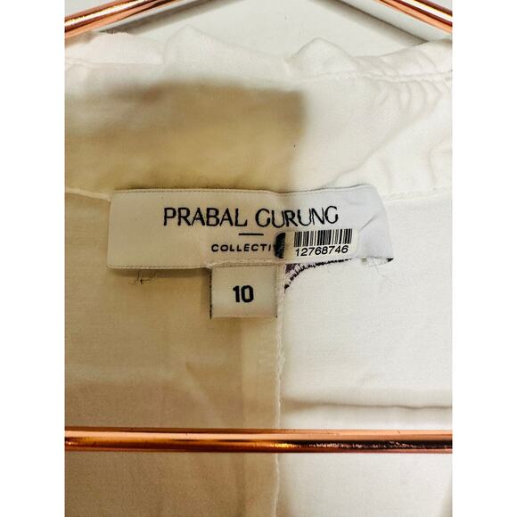 PRABAL GURUNG White Floral Sleeveless Embroidered Cotton Midi Dress Size 10 - Picture 11 of 11